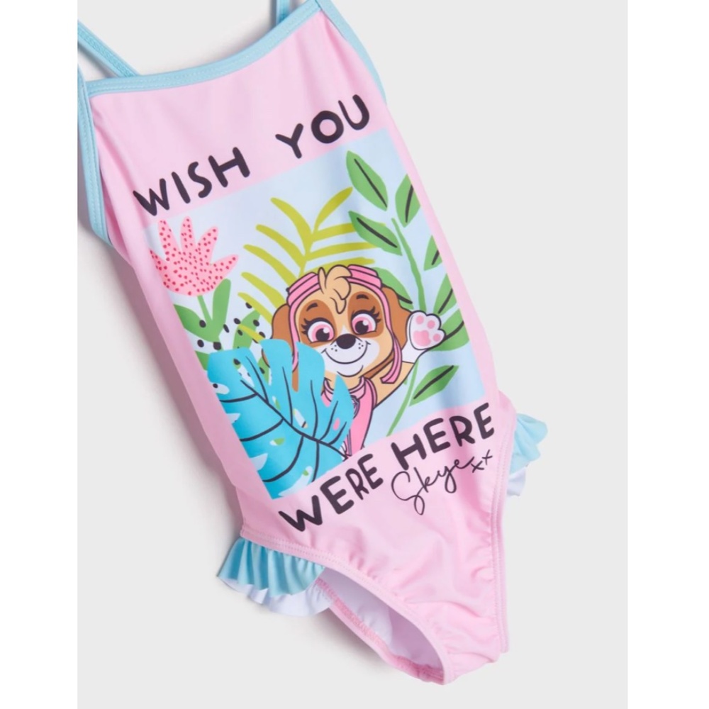 NWT Nickelodeon PAW Patrol Toddler Girl Print Sleeveless One Piece Swimsuit Skye